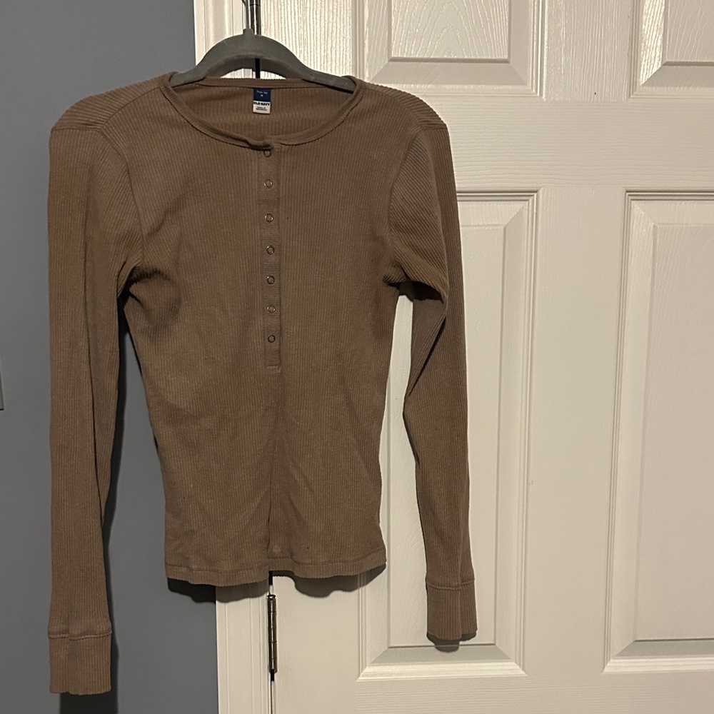 Old Navy Brown Ribbed Long Sleeve Top